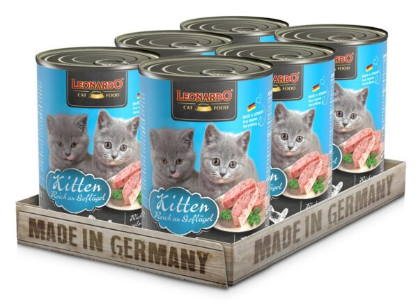 Lata Leonardo Gato Quality Selection Kitten 400GR x6 Unidades