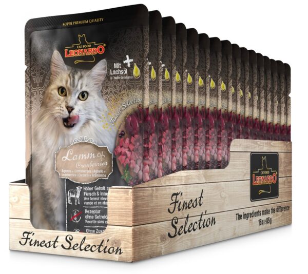 Sachet Leonardo Gato Cordero y Arándano 85GR 16 Unidades