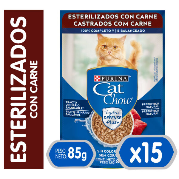 Sachet Cat Chow Esterilizados Carne x15