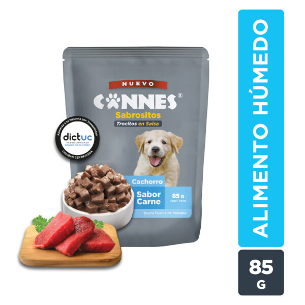 Caja Sachet Cannes Cachorro Carne 85 GR 24 Unidades - Imagen 3