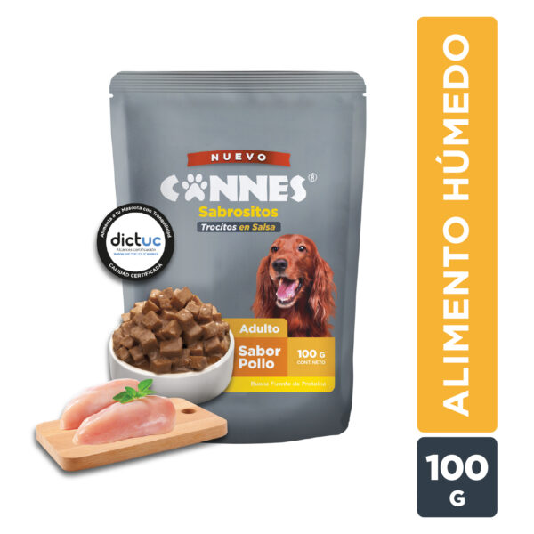 Caja Sachet Cannes sabor Pollo 100 GR 24 Unidades - Imagen 3