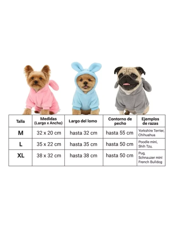 Ropa Mascotas Polar Conejo Gris Talla XL - Imagen 2