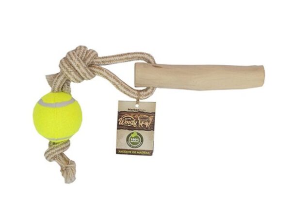 Juguete para perro Palo de Madera con Cuerda Pelota S Woody (D069S)