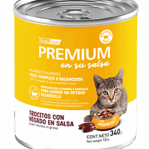Lata Vitalcan Premium Gatitos Trocitos Hígado en Salsa 340 GR