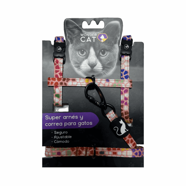 Arnés + Correa Trailla Premium Gato Rocas Rosa (VMT07-2)