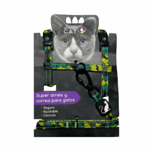 Arnés + Correa Trailla Premium Gato Camuflaje Verde (VMT011-1)