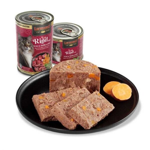 Lata Leonardo Gato Superior Selection Ternera Venado y Camote 400 GR - Imagen 2