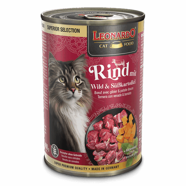 Lata Leonardo Gato Superior Selection Ternera Venado y Camote 400 GR