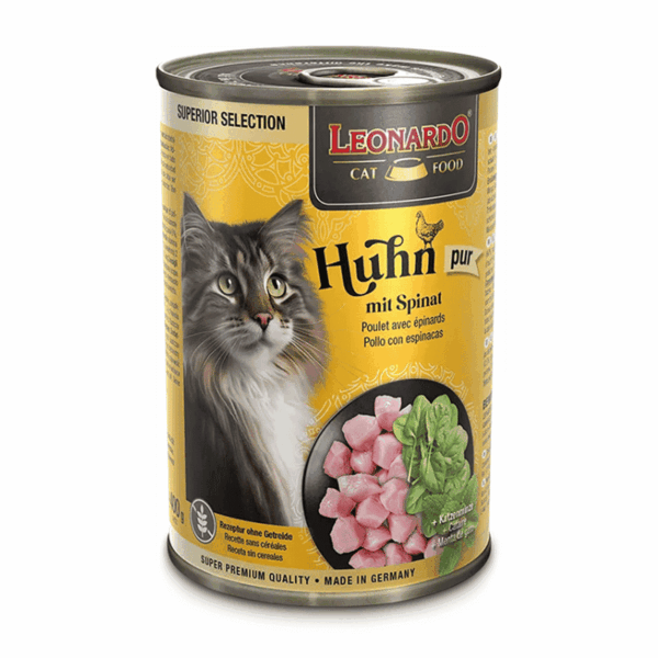 Lata Leonardo Gato Superior Selection Pollo & Espinacas 400 GR
