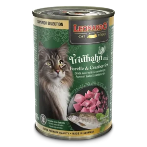 Lata Leonardo Gato Superior Selection Pavo Trucha y Arándanos 400 GR