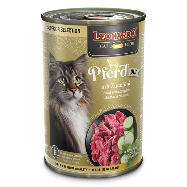 Lata Leonardo Gato Superior Selection Caballo Calabacin 400 GR
